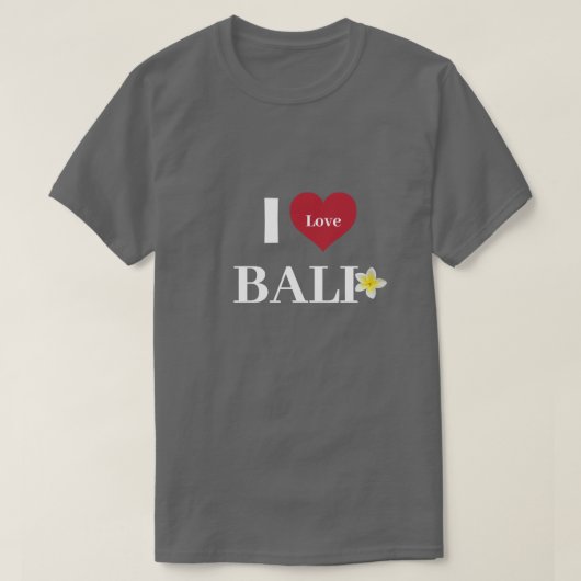 Cute Dark Gray "I Heart Bali" Frangipani Unisex T-shirt (Design voorkant)
