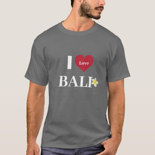 Cute Dark Gray "I Heart Bali" Frangipani Unisex T-shirt (Voorkant)