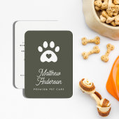 Cute Dark Green Heart Pet Sitter Dog Walker Visitekaartje