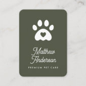 Cute Dark Green Heart Pet Sitter Dog Walker Visitekaartje (Voorkant)