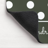 Cute Dark Green Polka Dot Pattern Personalized Muismat (Hoek)