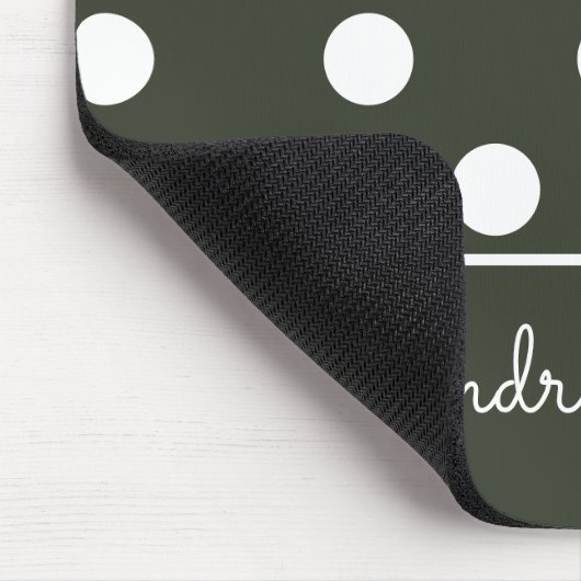 Cute Dark Green Polka Dot Pattern Personalized Muismat (Hoek)