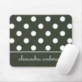 Cute Dark Green Polka Dot Pattern Personalized Muismat (Met muis)