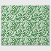 Cute Dark Green White Damask Floral Pattern Cadeaupapier (Vlak)