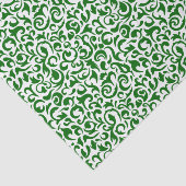 Cute Dark Green White Damask Floral Pattern Tissuepapier (Detail)