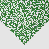 Cute Dark Green White Damask Floral Pattern Tissuepapier (Detail)