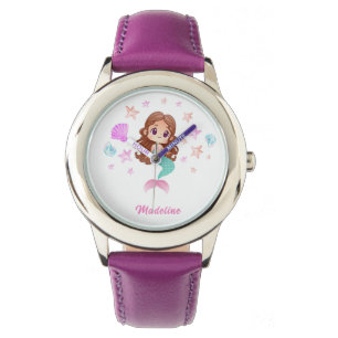 Cute Dark Hair Mermaid Horloge