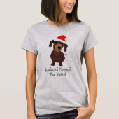 Cute daschund door de sneeuwcrisis met Kerstmis T T-shirt (Voorkant)