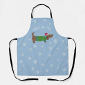 Cute Daschund en Snowflakes Blue geïllustreerd Schort (Voorkant)