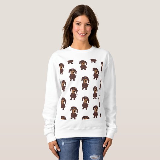 Cute Daschund Pattern Sweatshirt (Voorkant volledig)