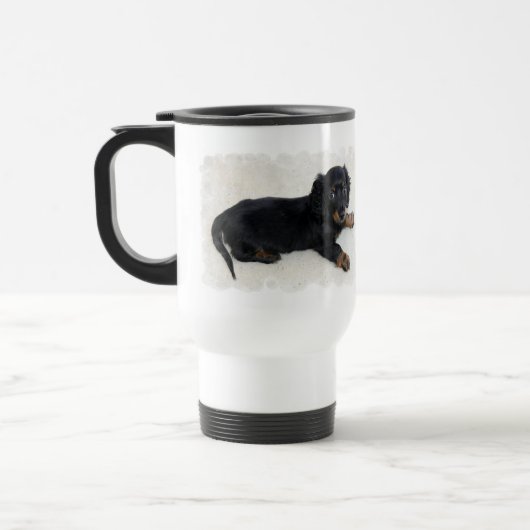 Cute Daschund Plastic Travel Mug Reisbeker (Links)