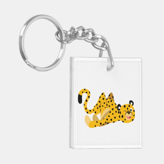 Cute Dashing Cartoon Cheetah AcrylSleutelhanger Sleutelhanger (Voorkant Links)