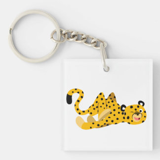 Cute Dashing Cartoon Cheetah AcrylSleutelhanger Sleutelhanger