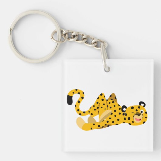 Cute Dashing Cartoon Cheetah AcrylSleutelhanger Sleutelhanger (Voorkant)