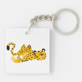 Cute Dashing Cartoon Cheetah AcrylSleutelhanger Sleutelhanger (Achterkant)