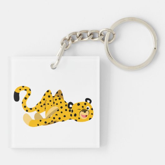 Cute Dashing Cartoon Cheetah AcrylSleutelhanger Sleutelhanger (Achterkant)