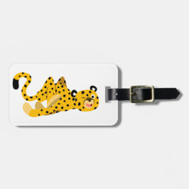 Cute Dashing Cartoon Cheetah Bagagelabel