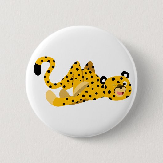 Cute Dashing Cartoon Cheetah Button Badge (Voorkant)