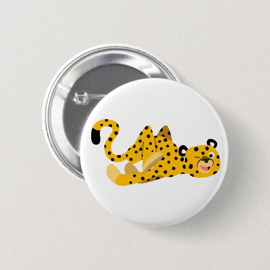 Cute Dashing Cartoon Cheetah Button Badge (Voorkant /achterkant)