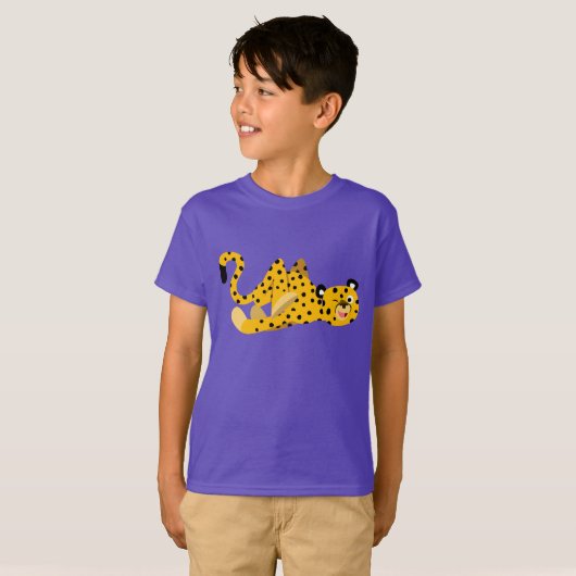 Cute Dashing Cartoon Cheetah Children T-Shirt (Voorkant volledig)