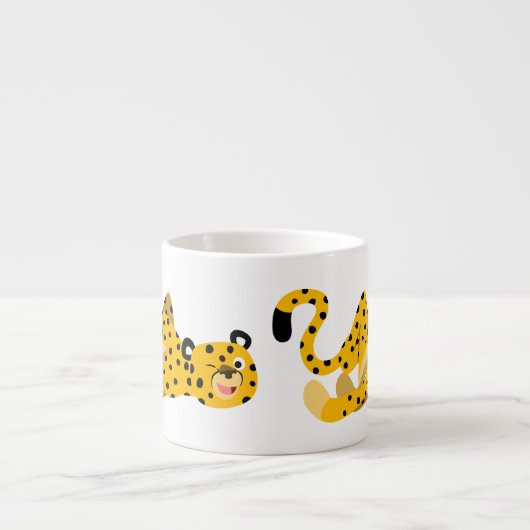 Cute Dashing Cartoon Cheetah Espresso Kop (Voorkant)