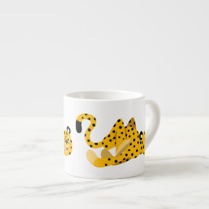 Cute Dashing Cartoon Cheetah Espresso Kop