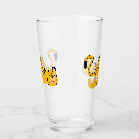 Cute Dashing Cartoon Cheetah Glas (Links)