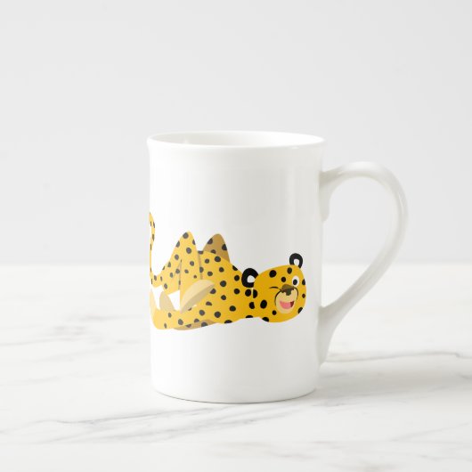 Cute Dashing Cartoon Cheetah Porselein Kop (Rechts)