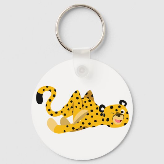 Cute Dashing Cartoon Cheetah Sleutelhanger (Voorkant)