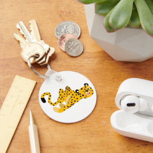 Cute Dashing Cartoon Cheetah Sleutelhanger
