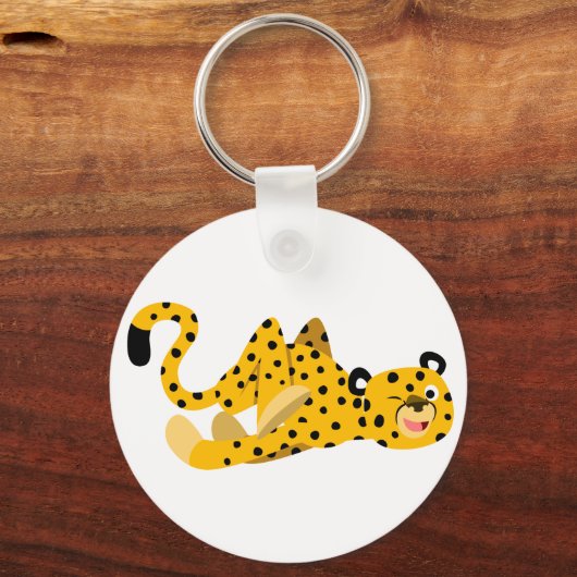Cute Dashing Cartoon Cheetah Sleutelhanger (Voorkant)