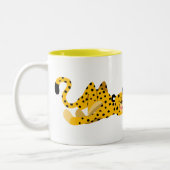 Cute Dashing Cartoon Cheetah Tweekleurige Koffiemok (Links)
