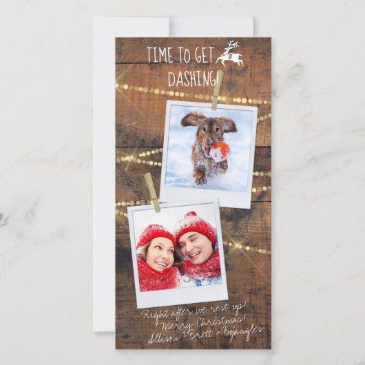 Cute Dashing Reindeer Icon 2-Photo Holiday Card (Voorkant)