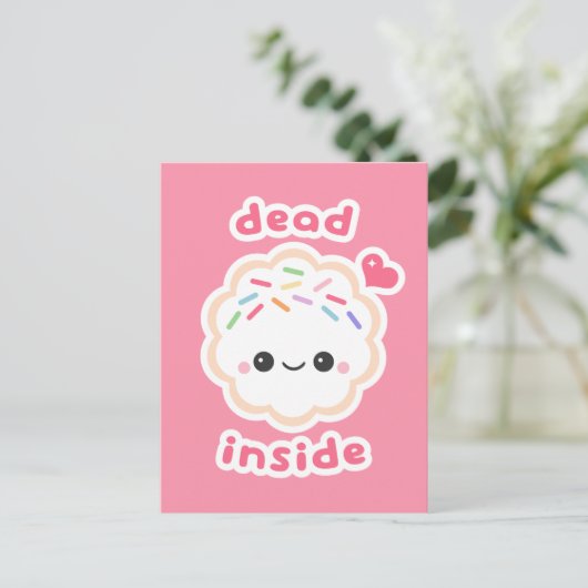 Cute Dead Inside Cookie Briefkaart (Staand voorkant)