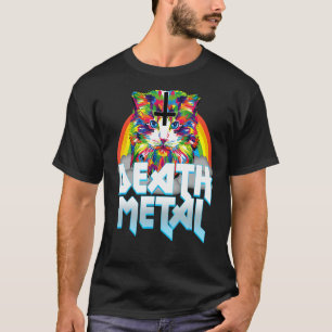 Cute Death Metal Kat Kitten Regenboog Onderstebove T-shirt
