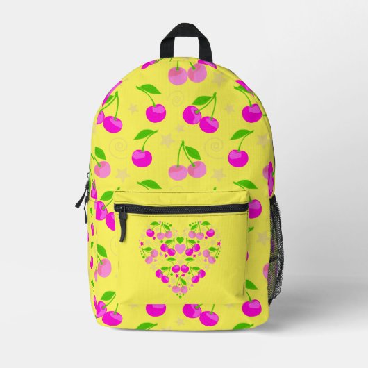 Cute Decora Kei Cherry Pattern Yellow Bedrukte Rugzak (Voorkant)
