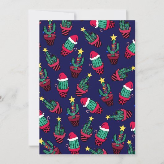 Cute Decorated Cactus Tree Lights Kerstmis Kaart (Achterkant)