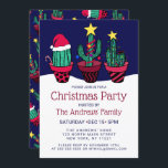 Cute Decorated Cactus Tree Lights Kerstmis Kaart<br><div class="desc">Deze leuke, artistieke en leuke feestelijke feestdag is perfect voor het feestelijke en vrolijke evenement. Het is voorzien van een handgetekende rode, groene, zwarte en meerkleurige versierde afbeelding van cactus; met inbegrip van tuinland, lichtjes, ornamenten, snoepriet, stertoppers, en een pet van de Kerstman boven op een bed van witte sneeuw...</div>