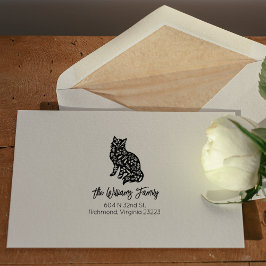 Cute Decorated Cat, Family Return Address Rubberstempel
