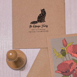 Cute Decorated Cat, Family Return Address Rubberstempel