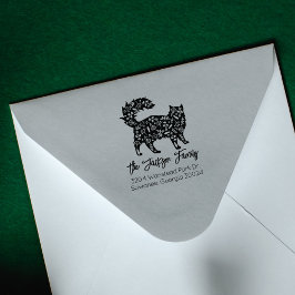 Cute Decorated Cat, Family Return Address Rubberstempel