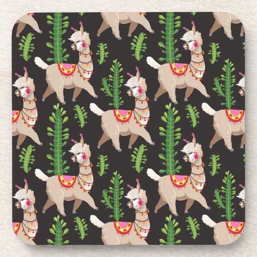 Cute Decorated Llamas Pattern Bier Onderzetter (Voorkant)