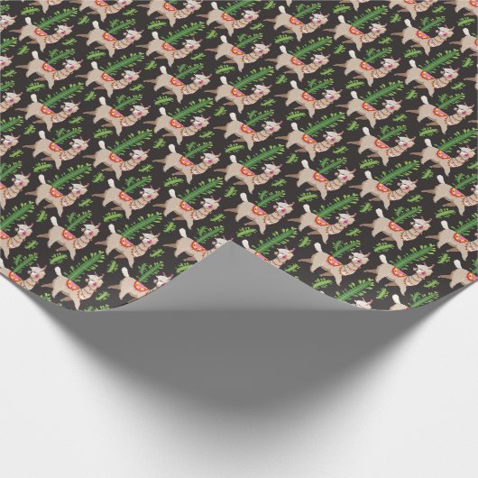 Cute Decorated Llamas Pattern Cadeaupapier (Hoek)