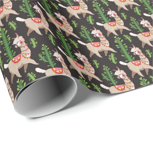 Cute Decorated Llamas Pattern Cadeaupapier (Rol Hoek)