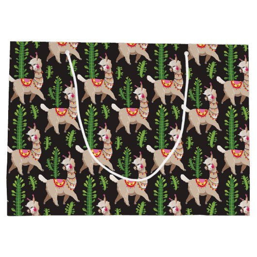 Cute Decorated Llamas Pattern Groot Cadeauzakje (Achterkant)