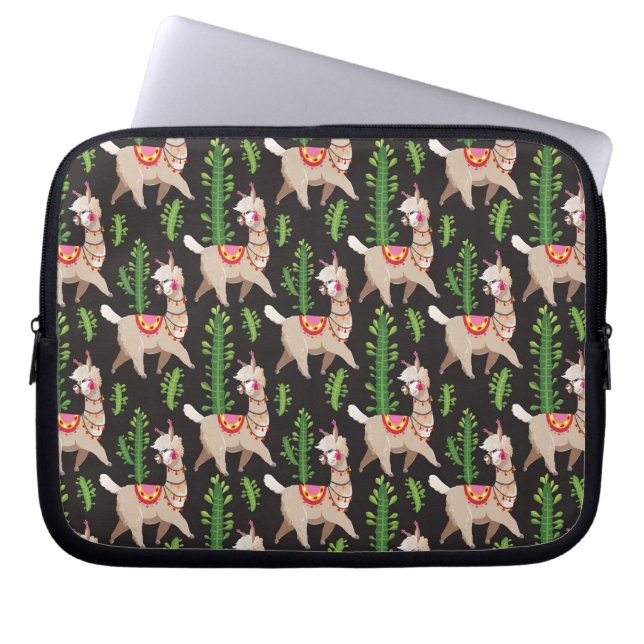 Cute Decorated Llamas Pattern Laptop Sleeve (Voorkant)