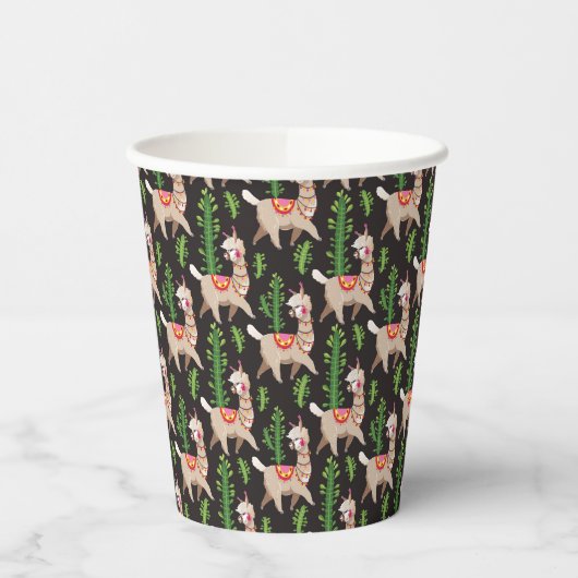Cute Decorated Llamas Pattern Papieren Bekers (Links)