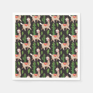 Cute Decorated Llamas Pattern Servet