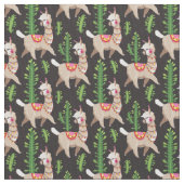 Cute Decorated Llamas Pattern Stof (Close Up)