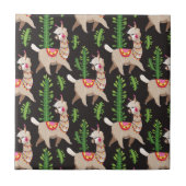 Cute Decorated Llamas Pattern Tegeltje (Voorkant)